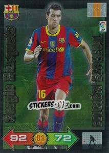 Cromo Sergio Busquets - Liga BBVA 2010-2011. Adrenalyn XL - Panini