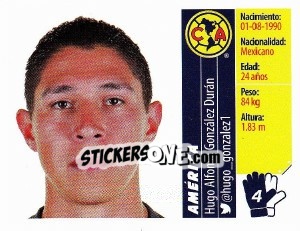 Sticker Hugo Alfonso González Durán - Liga BBVA Bancomer Apertura 2015 n. 4 - Panini