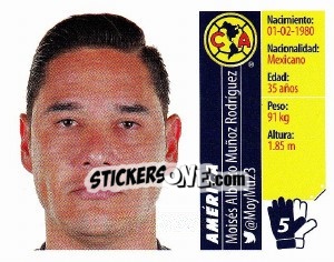 Sticker Moisés Muñoz - Liga BBVA Bancomer Apertura 2015 - Panini