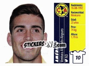 Sticker Ventura Alvarado Aispuro - Liga BBVA Bancomer Apertura 2015 n. 10 - Panini