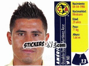 Sticker Osvaldo David Martínez Arce - Liga BBVA Bancomer Apertura 2015 n. 13 - Panini