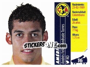 Sticker Andrés Felipe Andrade Torres - Liga BBVA Bancomer Apertura 2015 n. 16 - Panini