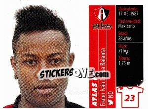 Sticker Eisner Iván Loboa Balanta - Liga BBVA Bancomer Apertura 2015 n. 23 - Panini
