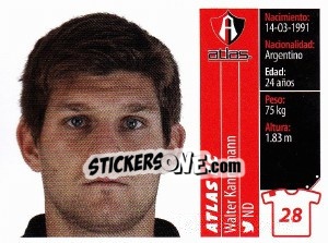 Sticker Walter Kannemann - Liga BBVA Bancomer Apertura 2015 n. 28 - Panini