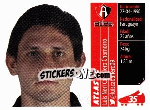 Sticker Luis Neri Caballero Chamorro - Liga BBVA Bancomer Apertura 2015 n. 35 - Panini