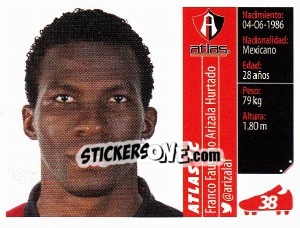 Sticker Franco Faustino Arizala Hurtado - Liga BBVA Bancomer Apertura 2015 n. 38 - Panini