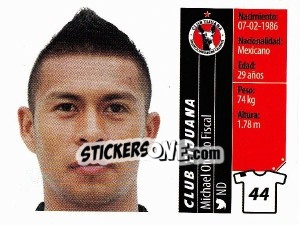 Sticker Michael Orozco Fiscal - Liga BBVA Bancomer Apertura 2015 n. 44 - Panini