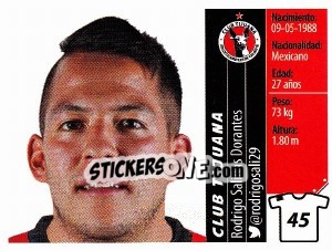 Sticker Rodrigo Salinas Dorantes - Liga BBVA Bancomer Apertura 2015 n. 45 - Panini