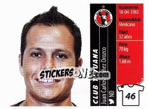Sticker Juan Carlos Núñez Orozco - Liga BBVA Bancomer Apertura 2015 n. 46 - Panini