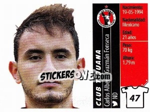 Sticker Carlos Alberto Guzmán Fonseca - Liga BBVA Bancomer Apertura 2015 n. 47 - Panini