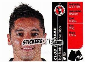 Sticker José María Cárdenas López - Liga BBVA Bancomer Apertura 2015 n. 49 - Panini