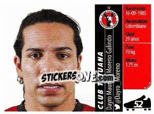 Sticker Dayro Mauricio Moreno Galindo - Liga BBVA Bancomer Apertura 2015 n. 52 - Panini