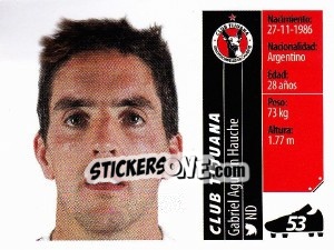 Sticker Gabriel Agustín Hauche - Liga BBVA Bancomer Apertura 2015 n. 53 - Panini