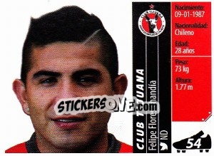 Sticker Felipe Flores Chandía - Liga BBVA Bancomer Apertura 2015 n. 54 - Panini