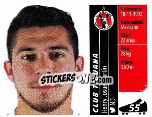 Sticker Henry Josué Martín - Liga BBVA Bancomer Apertura 2015 n. 55 - Panini