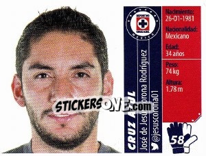 Sticker José Corona - Liga BBVA Bancomer Apertura 2015 - Panini