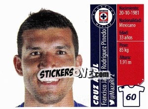 Sticker Francisco Rodríguez - Liga BBVA Bancomer Apertura 2015 - Panini