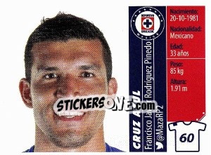 Sticker Francisco Rodríguez - Liga BBVA Bancomer Apertura 2015 n. 60 - Panini