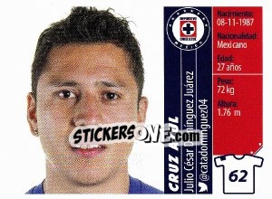 Sticker Julio César Domínguez Juárez - Liga BBVA Bancomer Apertura 2015 n. 62 - Panini