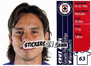 Sticker Gerardo Flores Zúñiga - Liga BBVA Bancomer Apertura 2015 n. 63 - Panini