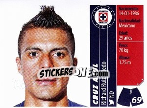 Sticker Richard Ruiz Toledo - Liga BBVA Bancomer Apertura 2015 n. 69 - Panini