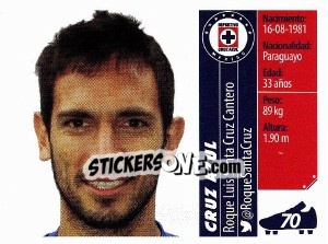 Sticker Roque Luis Santa Cruz Cantero - Liga BBVA Bancomer Apertura 2015 n. 70 - Panini