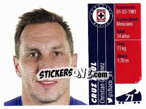 Cromo Christian Giménez - Liga BBVA Bancomer Apertura 2015 - Panini