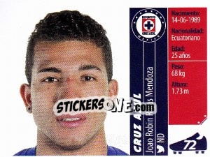 Sticker Joao Robin Rojas Mendoza - Liga BBVA Bancomer Apertura 2015 n. 72 - Panini