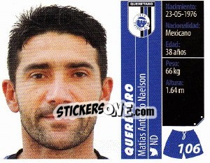 Sticker Matías Antonio Naelson - Liga BBVA Bancomer Apertura 2015 n. 106 - Panini