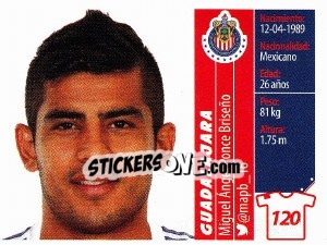 Sticker Miguel Ángel Ponce Briseño - Liga BBVA Bancomer Apertura 2015 n. 120 - Panini