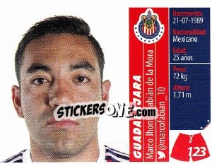 Sticker Marco Fabián - Liga BBVA Bancomer Apertura 2015 n. 123 - Panini