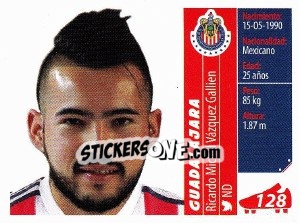 Sticker Ricardo Michel Vázquez Gallien - Liga BBVA Bancomer Apertura 2015 n. 128 - Panini