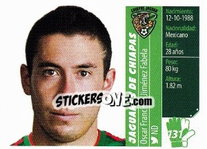 Sticker Oscar Francisco Jiménez Fabela - Liga BBVA Bancomer Apertura 2015 n. 131 - Panini