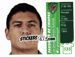 Sticker Luis Gerar do Venegas Zumarán - Liga BBVA Bancomer Apertura 2015 n. 135 - Panini