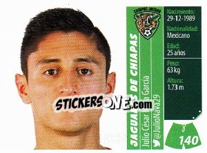 Sticker Julio César Nava García - Liga BBVA Bancomer Apertura 2015 n. 140 - Panini