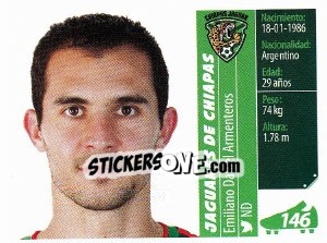 Sticker Emiliano Daniel Armenteros - Liga BBVA Bancomer Apertura 2015 n. 146 - Panini