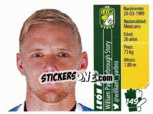 Sticker William Paul Yarbrough Story - Liga BBVA Bancomer Apertura 2015 n. 149 - Panini