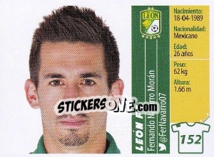 Sticker Fernando Navarro Morán - Liga BBVA Bancomer Apertura 2015 n. 152 - Panini