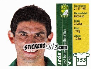 Sticker José Jonny Magallón Oliva - Liga BBVA Bancomer Apertura 2015 n. 153 - Panini