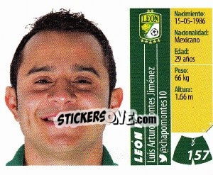 Sticker Luis Arturo Montes Jiménez - Liga BBVA Bancomer Apertura 2015 n. 157 - Panini