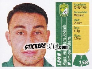 Sticker Miguel Ángel Ibarra Andrade - Liga BBVA Bancomer Apertura 2015 n. 158 - Panini