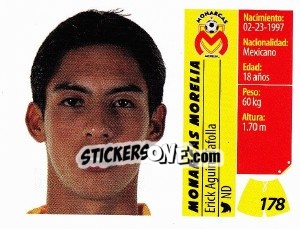 Sticker Erick Aguirre Tafolla - Liga BBVA Bancomer Apertura 2015 n. 178 - Panini