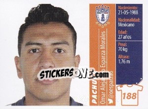 Sticker Omar Alejandro Esparza Morales - Liga BBVA Bancomer Apertura 2015 n. 188 - Panini