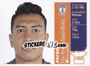 Figurina Omar Alejandro Esparza Morales - Liga BBVA Bancomer Apertura 2015 - Panini