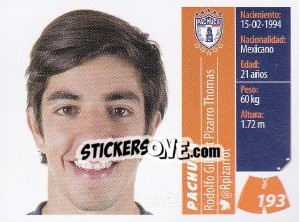 Sticker Rodolfo Gilbert Pizarro Thomas - Liga BBVA Bancomer Apertura 2015 n. 193 - Panini