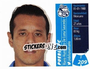 Figurina Mario Humberto De Luna Saucedo - Liga BBVA Bancomer Apertura 2015 n. 209 - Panini