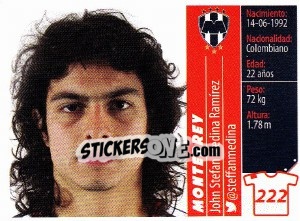 Sticker John Stefan Medina Ramírez - Liga BBVA Bancomer Apertura 2015 n. 222 - Panini