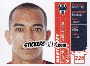 Cromo Edgar Eduardo Castillo Carrillo - Liga BBVA Bancomer Apertura 2015 n. 226 - Panini