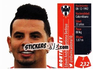 Sticker Edwin Cardona - Liga BBVA Bancomer Apertura 2015 n. 232 - Panini