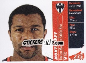 Sticker Dorlan Mauricio Pabón Ríos - Liga BBVA Bancomer Apertura 2015 n. 235 - Panini